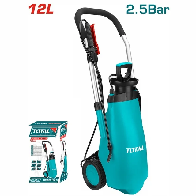 Total Tools TOTAL TOOLS 12L Sprayer Trolley with Wheels, Metal Pump Lever and Brass Lance - THSPP31201