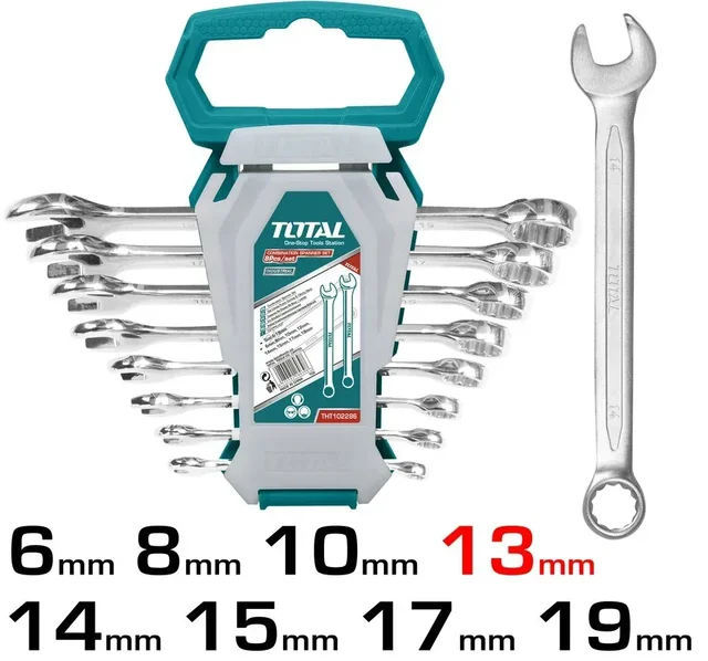 Total Tools TOTAL TOOLS 8-Piece Combination Spanner Set (6-19mm) with Fine Polished Finish - THT102286