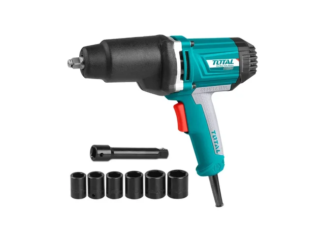 Total Tools TOTAL TOOLS TIW10101 Electric Impact Wrench, 1050W, 550Nm Maximum Torque, 1/2-Inch Square Drive, 2300 RPM, 220�240V, 6-Piece Socket Set and 125mm Adaptor, Automotive Repair Tool