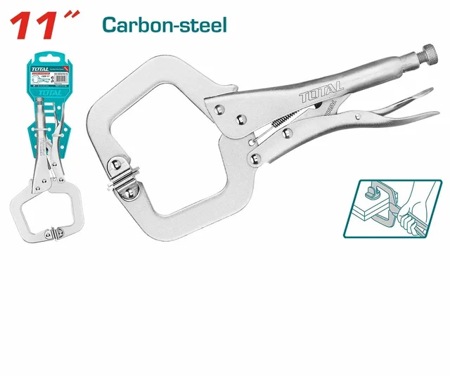 Total Tools TOTAL TOOLS 11" C-Clamp Locking Plier with Carbon Steel Construction and Nickel-Plated Finish - THT111113