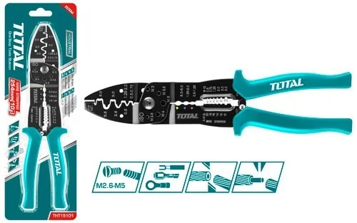 Total Tools TOTAL TOOLS 10"/250mm Wire Stripper with Sharp Cutting Edge, 6 Wire Sizes, and 5 Copper Screw Sizes - THT15101