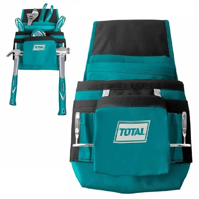 Total Tools TOTAL TOOLS 32 x 28cm Single Tool Pouch in 600D Polyester with 10 Pockets and 2 Hammer Holders - THT16P1011