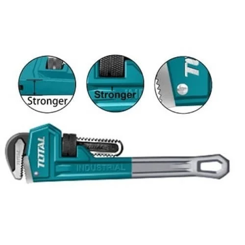 Total Tools TOTAL TOOLS 36" Pipe Wrench (85mm Max Clamping Diameter) with Ductile Cast Iron Body, Drop-Forged High-Quality Carbon Steel Mobile Jaw, Inactivate Treatment, Black Finish and Polish, Solid Rivet, and Paper Card Packaging - THT171366