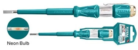 Total Tools TOTAL TOOLS Test Pencil 3 x 140mm Slotted Screwdriver, AC Voltage Tester 100,500V, Electrical Test Pen - THT291408