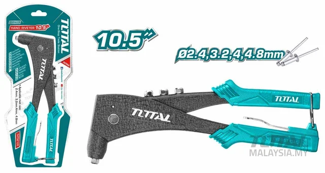 Total Tools TOTAL TOOLS 10.5" Aluminum Alloy Hand Riveter for 2.4mm, 3.2mm, 4mm, and 4.8mm Rivets - THT32105