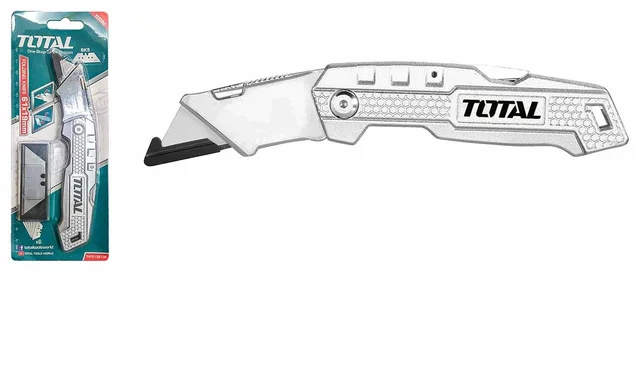 Total Tools TOTAL TOOLS Folding Utility Knife, Aluminum Alloy Handle with 5Pcs SK5 Steel Blades (61x19mm) - THT5136138