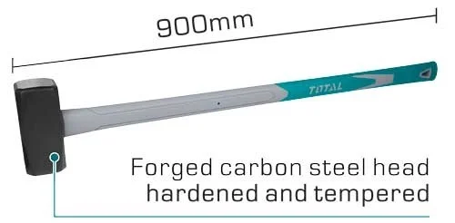 Total Tools TOTAL TOOLS 5kg Stone Hammer with Drop-Forged 45# Carbon Steel Head, Heat Treatment, and 900mm TOTAL-Style Fiberglass Handle - THT720516