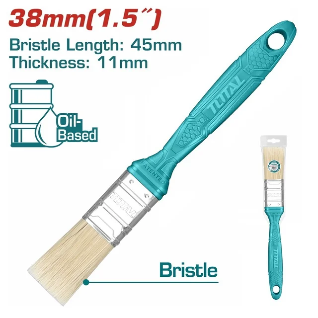 Total Tools TOTAL TOOLS Paint Brush 1.5 Inch, 45mm Bristle Length, 11mm Thickness, Plastic Handle, For Oil-Based Paint - THT846156