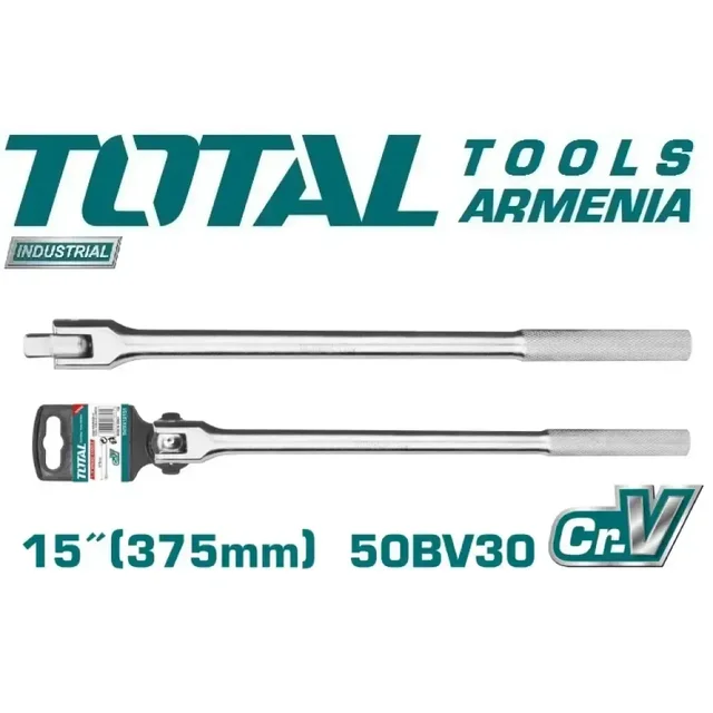 Total Tools TOTAL TOOLS 1/2" 15" (375mm) Flexible Handle with Heat-Treated Chrome-Plated 50BV30 Steel - THTFX12151