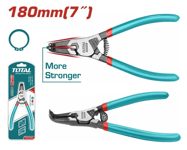 Total Tools TOTAL TOOLS External Bent Head Circlip Pliers 7"/180mm (1.8mm Head Diameter) - THTJ21802