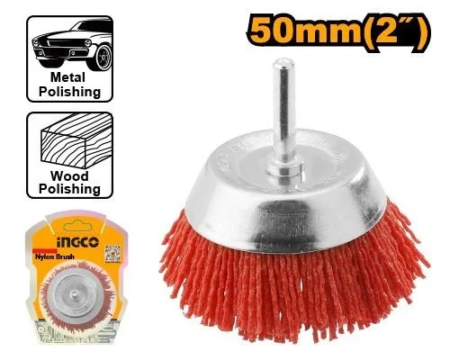 INGCO WB30505 50mm 2" Nylon Brush | 1/4" Shank | 1.2mm Wire | 4500 RPM | Descaling & Surface Preparation