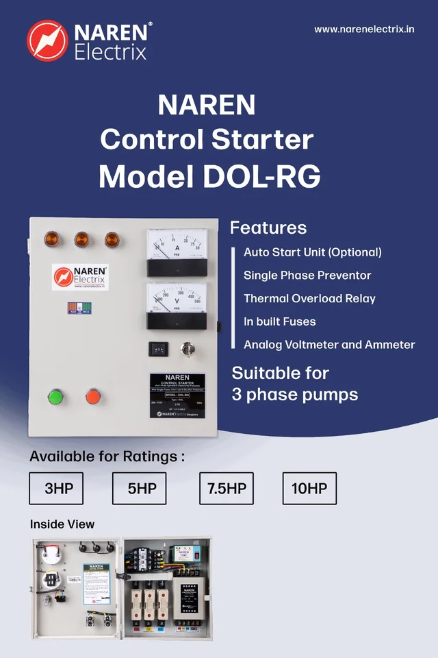 NAREN Electrix l Control Starter l 3 Phases l Analog l DOL-RG - SKU - 47603806 - 3HP