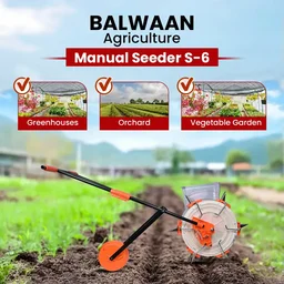 Balwaan Krishi Balwaan S-6 6-Tooth Hand Push Precision Manual Seeder with 8.5cm Adjustable Sowing Depth & 8-Size Roller Set - MTAK-MA-HA-6937