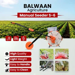 Balwaan Krishi Balwaan S-6 6-Tooth Hand Push Precision Manual Seeder with 8.5cm Adjustable Sowing Depth & 8-Size Roller Set - MTAK-MA-HA-6937