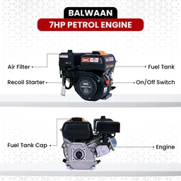 Balwaan Krishi Balwaan BX-212 6.5 Hp Petrol Engine | 212Cc 4-Stroke Air-Cooled Bare Engine | High-Performance Multi-Purpose Petrol Engine For Agricultural Machinery, Water Pumps & Farm Equipment | With User Manual | MTAK-EN-PO-6062