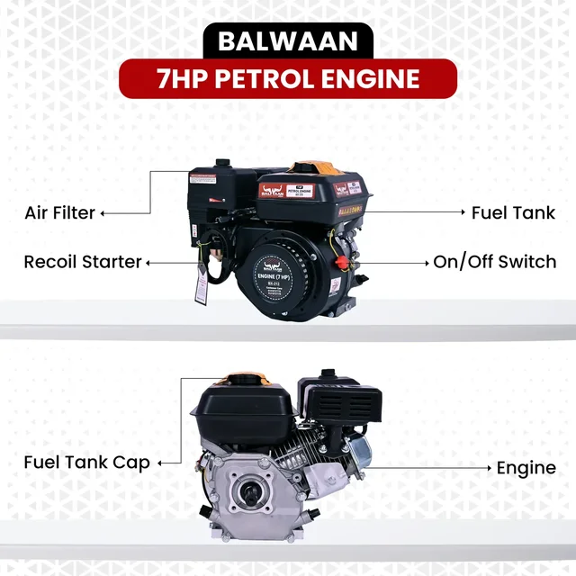 Balwaan Krishi Balwaan BX-212 6.5 Hp Petrol Engine | 212Cc 4-Stroke Air-Cooled Bare Engine | High-Performance Multi-Purpose Petrol Engine For Agricultural Machinery, Water Pumps & Farm Equipment | With User Manual | MTAK-EN-PO-6062