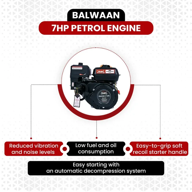 Balwaan Krishi Balwaan BX-212 6.5 Hp Petrol Engine | 212Cc 4-Stroke Air-Cooled Bare Engine | High-Performance Multi-Purpose Petrol Engine For Agricultural Machinery, Water Pumps & Farm Equipment | With User Manual | MTAK-EN-PO-6062