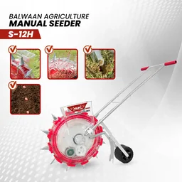 Balwaan Krishi Balwaan S-12H 12-Tooth Hand Push Precision Manual Seeder with 8.5cm Adjustable Sowing Depth & 10-Size Roller Set - MTAK-MA-HA-7033