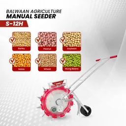 Balwaan Krishi Balwaan S-12H 12-Tooth Hand Push Precision Manual Seeder with 8.5cm Adjustable Sowing Depth & 10-Size Roller Set - MTAK-MA-HA-7033
