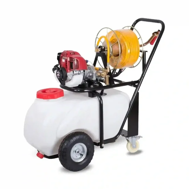 Balwaan Krishi Balwaan BPS-60 Portable Power Sprayer with Trolley 35cc 4 Stroke Petrol Engine, 30m Hose Pipe, 35cm & 60cm Straight Brass Guns and Wheels - MTAK-EN-SP-7068