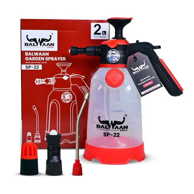 Balwaan Krishi Balwaan SP-22 3-in-1 Manual Garden Sprayer 2 Litre with Measuring Cap, Spray Nozzle, Extendable Spray Lance & Foam Spray Nozzle - MTAK-MA-SP-6936
