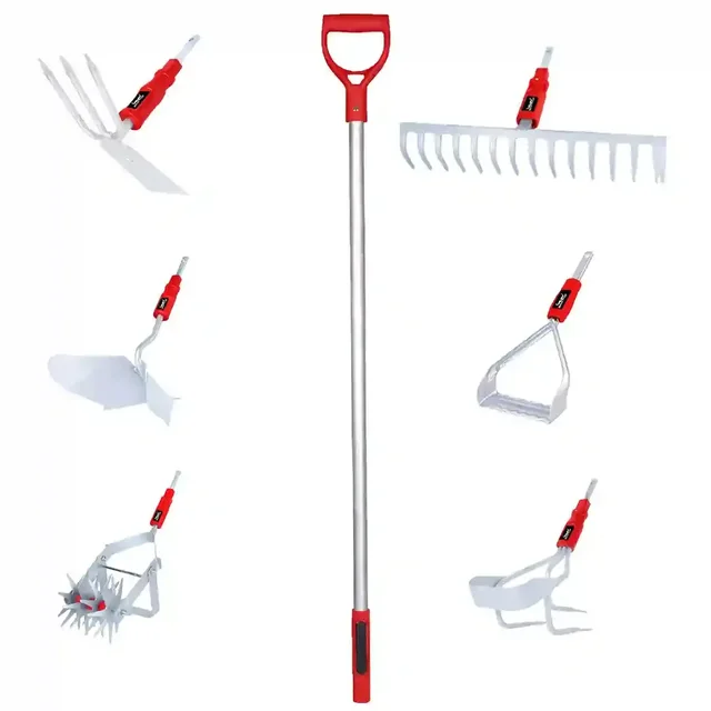 Balwaan Krishi Balwaan GT-701 Garden Tool 7-in-1 Set | 6 Attachments with D-Grip Handle | Multi-Purpose Manual Gardening & Agriculture Tool Kit | Cultivator, Rake, Weeder & Soil Working Tools| MTAK-MA-HA-7331