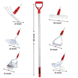 Balwaan Krishi Balwaan GT-701 Garden Tool 7-in-1 Set | 6 Attachments with D-Grip Handle | Multi-Purpose Manual Gardening & Agriculture Tool Kit | Cultivator, Rake, Weeder & Soil Working Tools| MTAK-MA-HA-7331