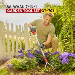 Balwaan Krishi Balwaan GT-701 Garden Tool 7-in-1 Set | 6 Attachments with D-Grip Handle | Multi-Purpose Manual Gardening & Agriculture Tool Kit | Cultivator, Rake, Weeder & Soil Working Tools| MTAK-MA-HA-7331