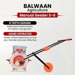 Balwaan Krishi Balwaan S-6 6-Tooth Hand Push Precision Manual Seeder with 8.5cm Adjustable Sowing Depth & 8-Size Roller Set - MTAK-MA-HA-6937