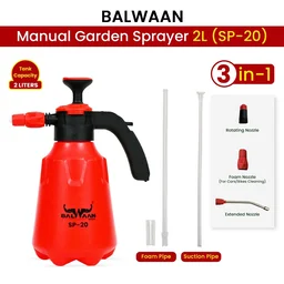 Balwaan Krishi Balwaan SP-20 3-in-1 Garden Sprayer 2 Litre Manual Sprayer with Spray Nozzle, Extendable Spray Lance & Foam Spray Nozzle - MTAK-MA-SP-5591