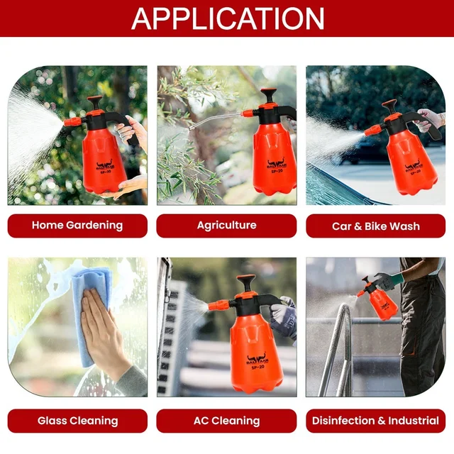 Balwaan Krishi Balwaan SP-20 3-in-1 Garden Sprayer 2 Litre Manual Sprayer with Spray Nozzle, Extendable Spray Lance & Foam Spray Nozzle - MTAK-MA-SP-5591