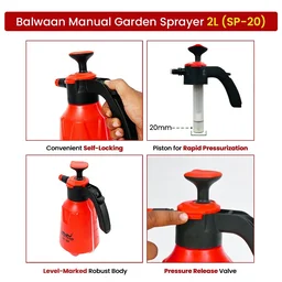 Balwaan Krishi Balwaan SP-20 3-in-1 Garden Sprayer 2 Litre Manual Sprayer with Spray Nozzle, Extendable Spray Lance & Foam Spray Nozzle - MTAK-MA-SP-5591