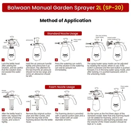 Balwaan Krishi Balwaan SP-20 3-in-1 Garden Sprayer 2 Litre Manual Sprayer with Spray Nozzle, Extendable Spray Lance & Foam Spray Nozzle - MTAK-MA-SP-5591