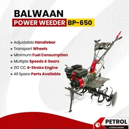 Balwaan Krishi Balwaan BP-650 7HP 4-Stroke Petrol Power Weeder & Cultivator | Tiller with 32 Blades, Disc & Tool Kit| MTAK-EN-PO-5442