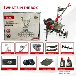 Balwaan Krishi Balwaan BP-650 7HP 4-Stroke Petrol Power Weeder & Cultivator | Tiller with 32 Blades, Disc & Tool Kit| MTAK-EN-PO-5442