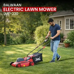 Balwaan Krishi Balwaan LME-230 Electric Lawn Mower 1800W, 16 Inch Cutting Width, Adjustable 25-75mm Cutting Height, High Carbon Steel Blade, Grass Catcher & Foldable Handle - MTAK-EL-LA-7060