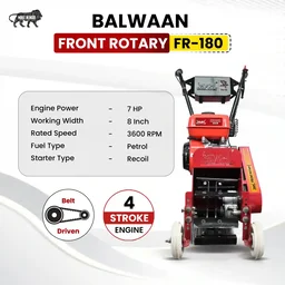Balwaan Krishi Balwaan FR-180 7HP 4-Stroke Petrol Front Rotary Inter Cultivator & Tiller | Multi-Pulley Drive Technology (MPDT) with High Carbon Blades| MTAK-EN-PO-7160