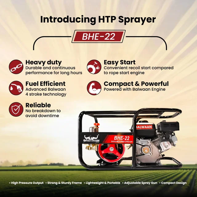 Balwaan Krishi Balwaan BHE-22 HTP Pump with BX-212 212cc 4 Stroke Petrol Engine, Powerful Agricultural Sprayer Pump with Tool Kit , Gun & Hose Pipe Not Included - MTAK-EN-PO-5396