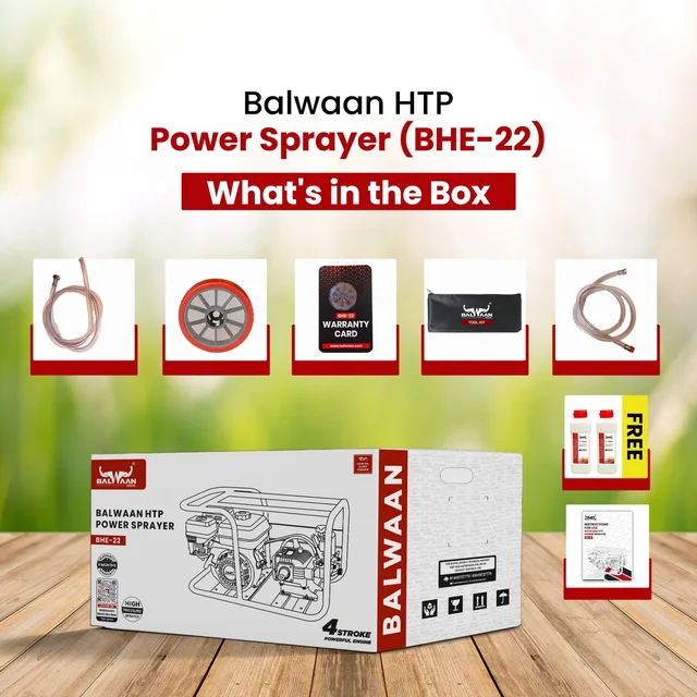 Balwaan Krishi Balwaan BHE-22 HTP Pump with BX-212 212cc 4 Stroke Petrol Engine, Powerful Agricultural Sprayer Pump with Tool Kit , Gun & Hose Pipe Not Included - MTAK-EN-PO-5396