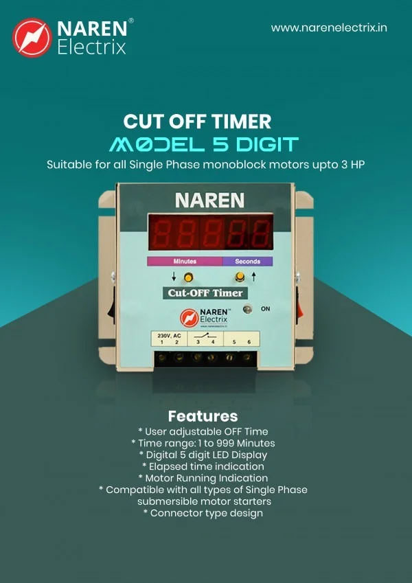 NAREN Electrix l Timers l Motor OFF Timers l Single phase l Cut OFF Timer Model: 5 digit (220V) - SKU - 47305268