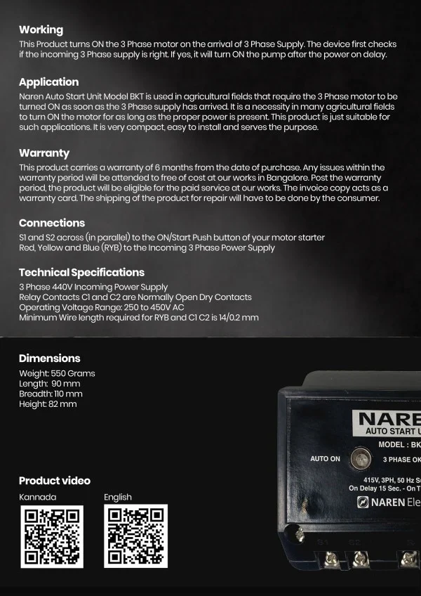 NAREN Electrix l Auto Start Units l Auto Model BKT - SKU - 47302952