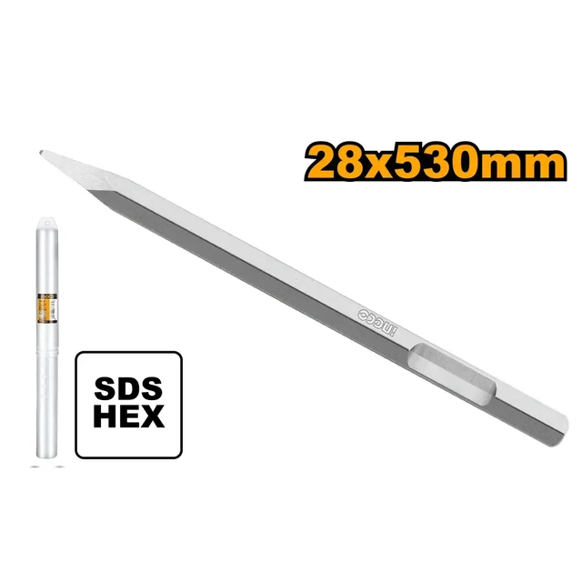 INGCO DBC04352011 Hex Pointed Chisel 28x520mm | PDB22001 Compatible | Concrete & Masonry Chisel