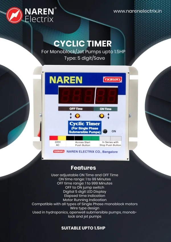 NAREN Electrix l Timers l Cyclic Timers l Monoblock & Open Well Sub Pumps l Cyclic Timer Jet Type (5 digits) - SKU - 47401578