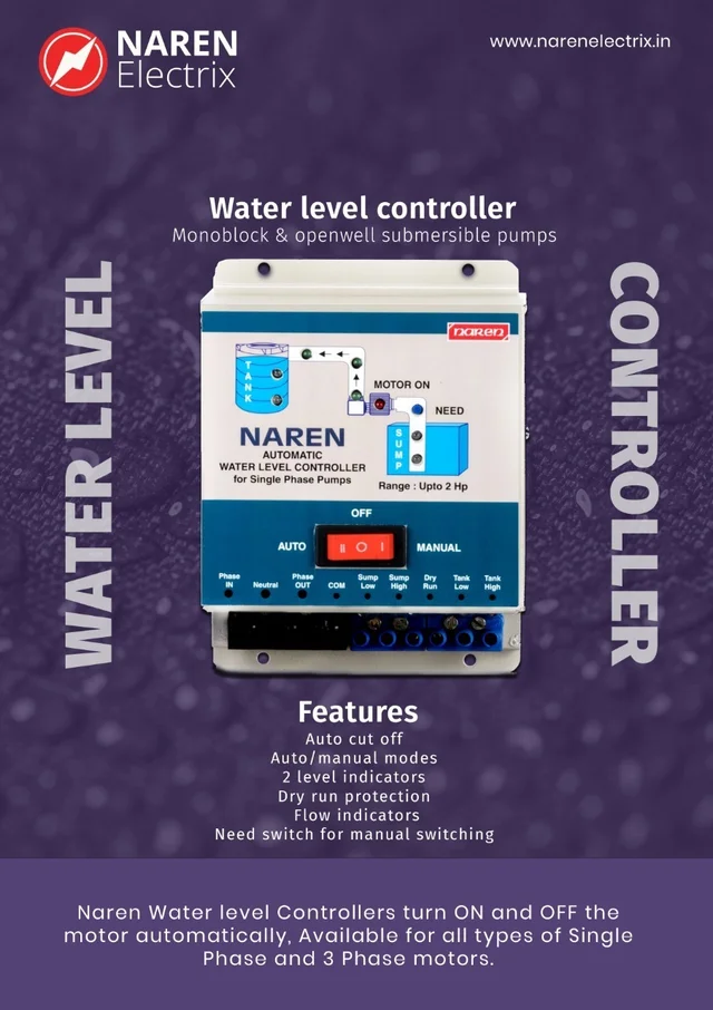 NAREN Electrix l Water Level Controllers l Monoblock, Open Well Pumps l WLC 2 Level Monoblock - SKU - 47312184