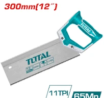 Total Tools TOTAL TOOLS Back Saw 12"/300mm, 11TPI, 0.8mm Thickness, Heat-Treated 65Mn Steel Blade - THT59126B