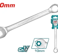 Total Tools TOTAL TOOLS Combination Spanner 10mm, 140mm Length, Cr-V Steel, Chrome Plated Matt Finish Wrench - TCSPA101