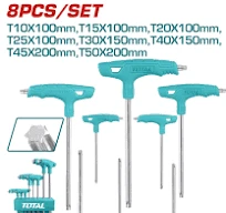 Total Tools TOTAL TOOLS 8-Piece T-Handle Torx Wrench Set (Sizes T10x100 to T50x200) with Heat-Treated Chrome-Plated Cr-V Construction and Brand Exclusive Shelf - THHW80836
