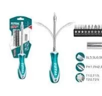 Total Tools TOTAL TOOLS 12-Piece Flexible Shaft Screwdriver Set with Flexible Extension Handle, Bits Adaptor & 10 Screwdriver Bits (SL5-7, PH1-3, T10-25) - THT250FL1206