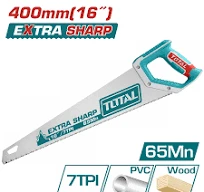 Total Tools TOTAL TOOLS Hand Saw 16"/400mm (0.9mm Blade Thickness, 7TPI), 65Mn Steel Heat-Treated Wood Cutting Saw with Teeth Protector - THT55400