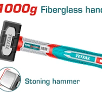 Total Tools TOTAL TOOLS 1000g Stoning Hammer with Drop-Forged 45# Carbon Steel Head and Unique Design Fiberglass Handle - THSTH61000